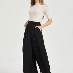 Chic Black Wide-Leg Women's Pants